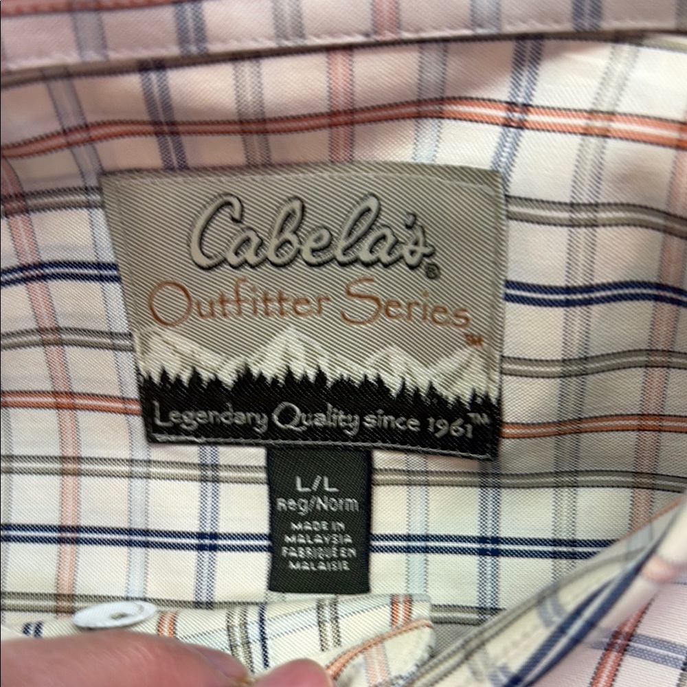 Cabela's Outfitter Series Men's Cream Plaid Long-Sleeve Button-Down Shirt - Picture 3 of 9